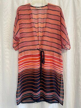 Michael Kors red, white, orange, and blue striped cover-up, size Small